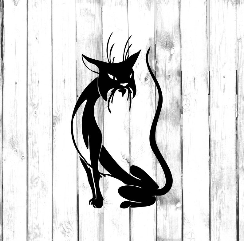 794x784 black cat sticker skinny cat sitting di cut decal etsy - Skinny Cat Drawing