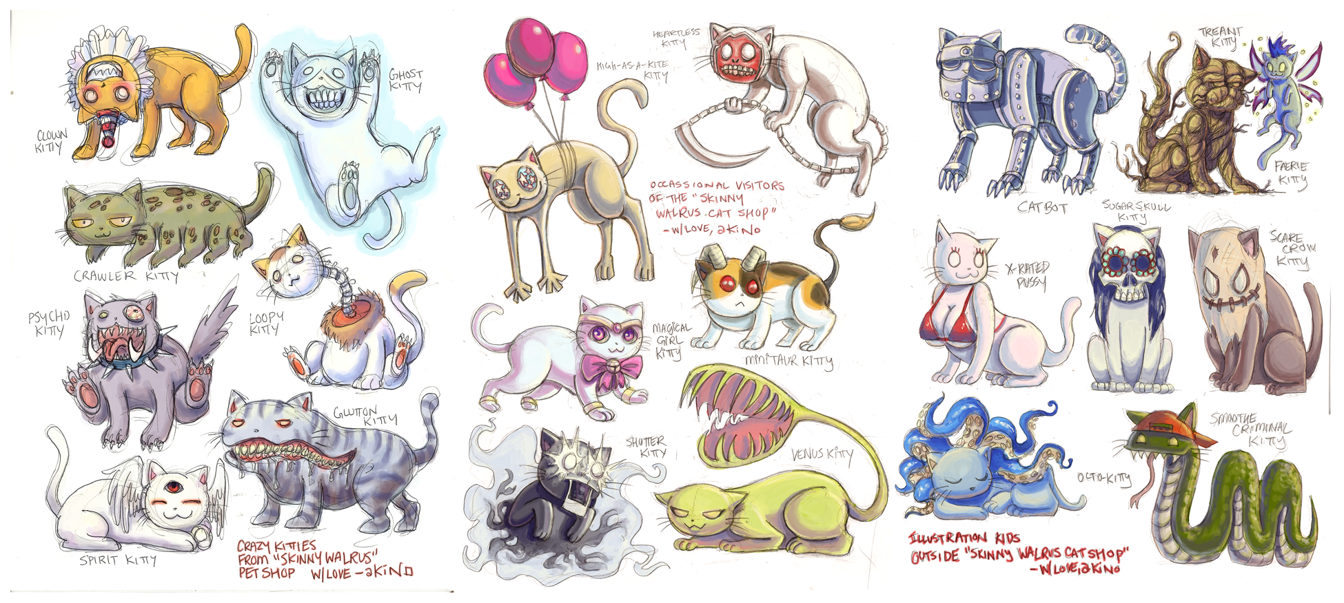 1950x876 Cats Akino Fukawa - Skinny Cat Drawing