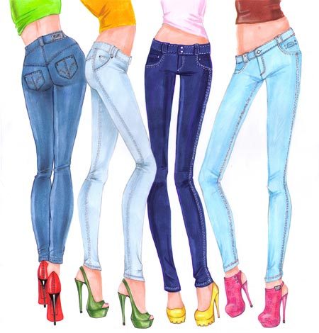 450x470 how to draw skinny jeans fashion drawing templates and tutorials - Skinny Jeans Drawing
