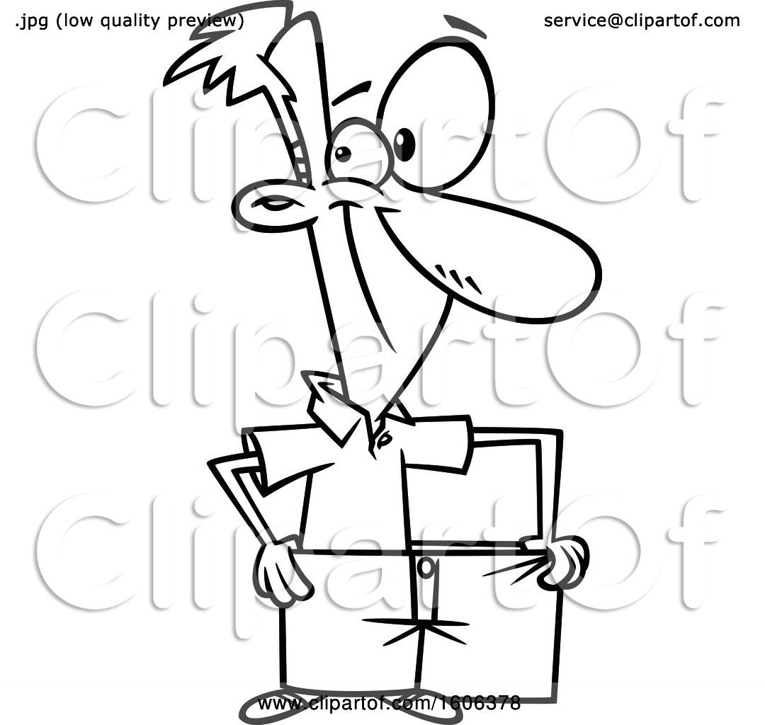 1080x1024 clipart of a cartoon black and white skinny man wearing his fat - Skinny Man Drawing
