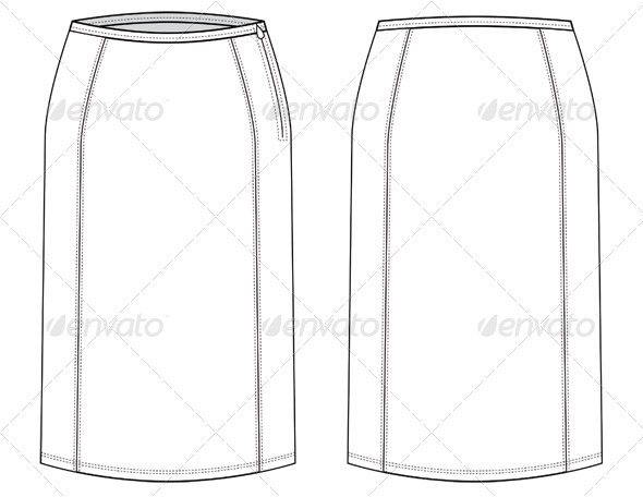 590x456 flat fashion sketches for pencil skirt vectors objects man - Skirt Flat Drawing