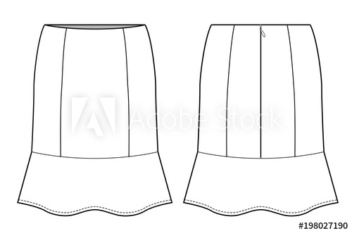 500x332 skirt fashion flat technical drawing template - Skirt Flat Drawing