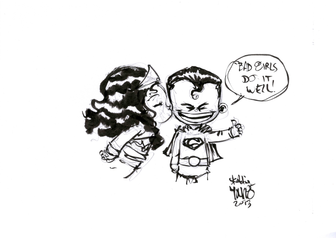1131x800 baby superman and wonder woman - Skottie Young Drawings