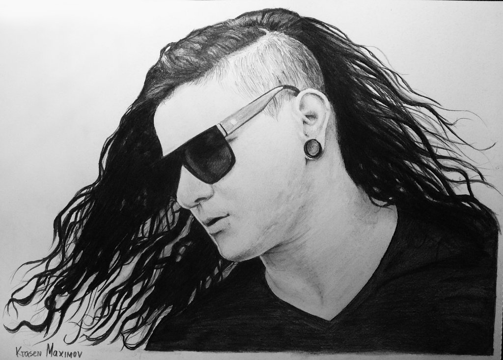 1024x733 Drawing Portrait For Free Download - Skrillex Drawing