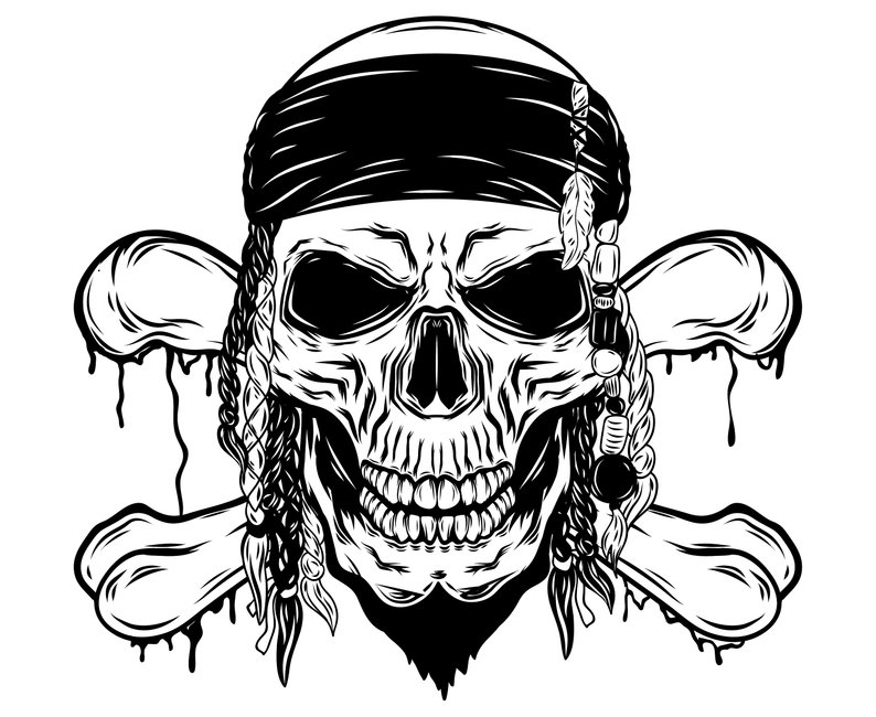 skull and bones drawing