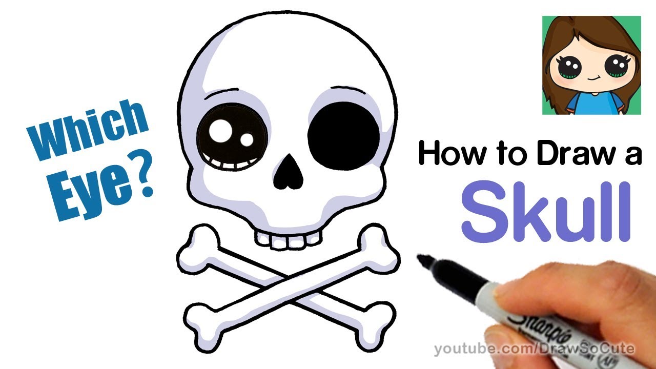1280x720 How To Draw A Skull And Cross Bones Easy - Skull And Crossbones Drawing