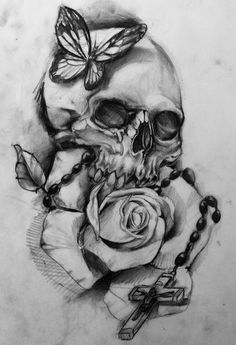 Skull And Rose Drawing at PaintingValley.com | Explore collection of ...