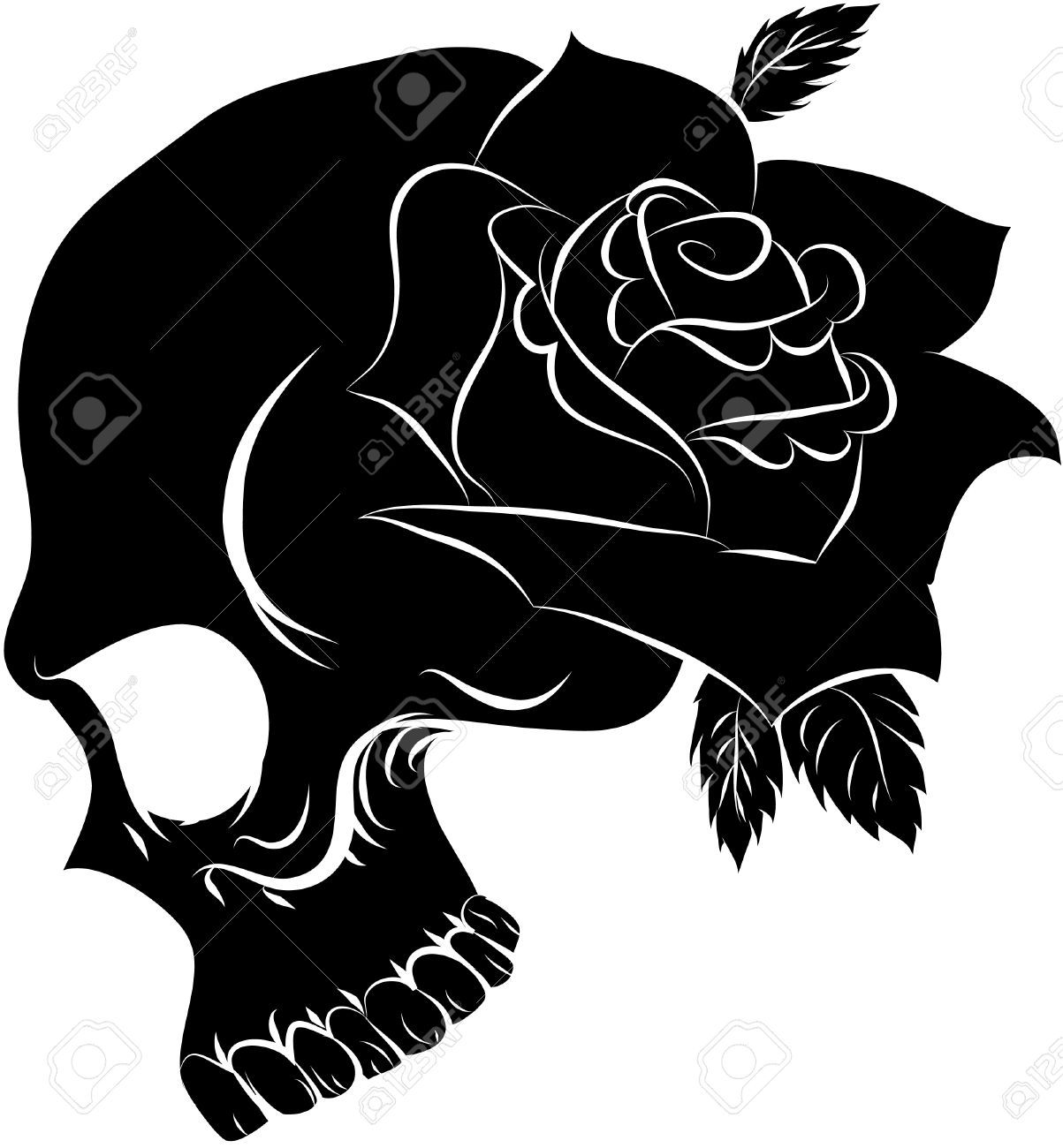 1203x1300 Skulls And Roses Drawings Easy - Skull And Rose Drawing Easy