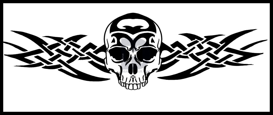 1100x464 How To Draw Tribal Skull Art, Step - Skull Art Drawings