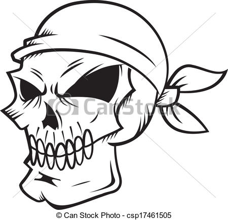 450x434 skull wearing bandana isolated on white backgroud - Skull Bandana Drawing