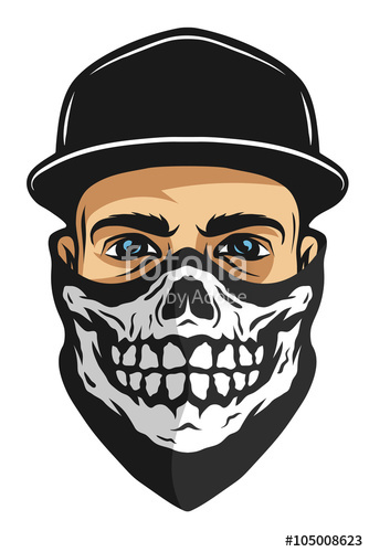 334x500 a guy in a bandana with a skull pattern stock image and royalty - Skull Bandana Drawing