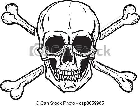 450x343 skull black over white skull and crossbones isolated over white - Skull Black And White Drawing