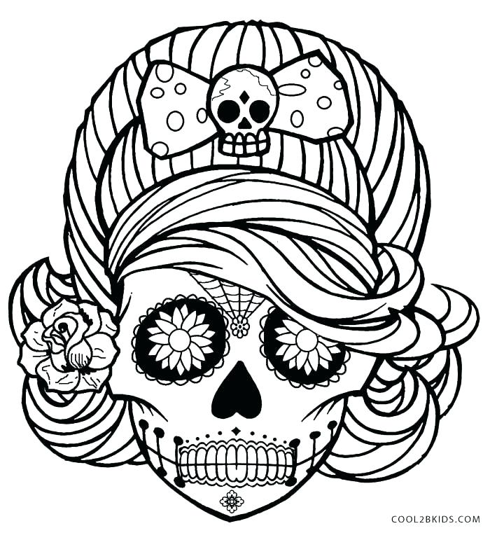 700x761 Sugar Skulls Black And White Skull Coloring Pages Roses Gallery - Skull Black And White Drawing