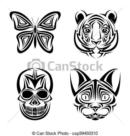 450x470 skull butterfly tiger cat tattoo design skull butterfly tiger cat - Skull Butterfly Drawing