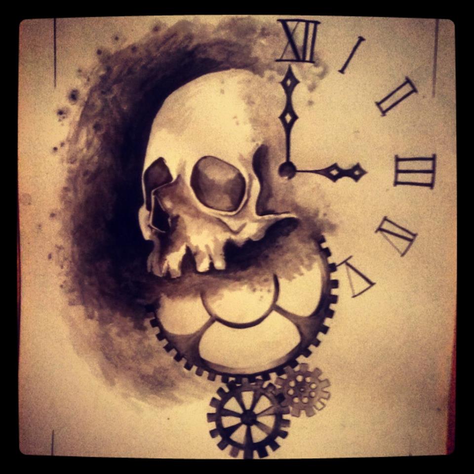 960x960 Drawn Skull Clock Drawing - Skull Clock Drawing