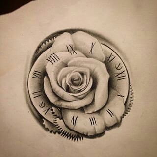 320x320 rose and clock rose clocks - Skull Clock Drawing