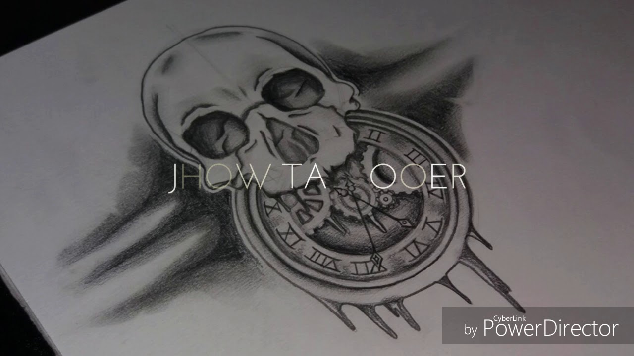 1280x720 Skull Clock - Skull Clock Drawing