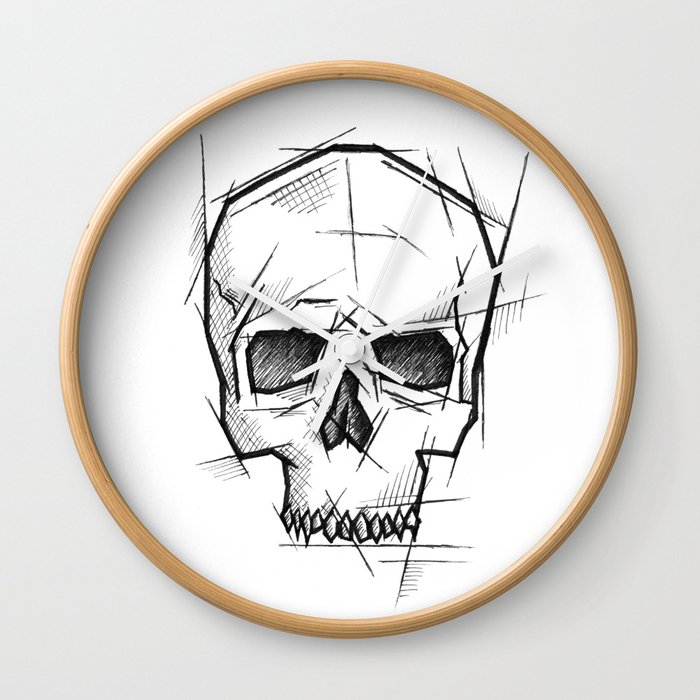 700x700 Skull Handmade Drawing, Made In Pencil, Charcoal And Ink, Tattoo - Skull Clock Drawing