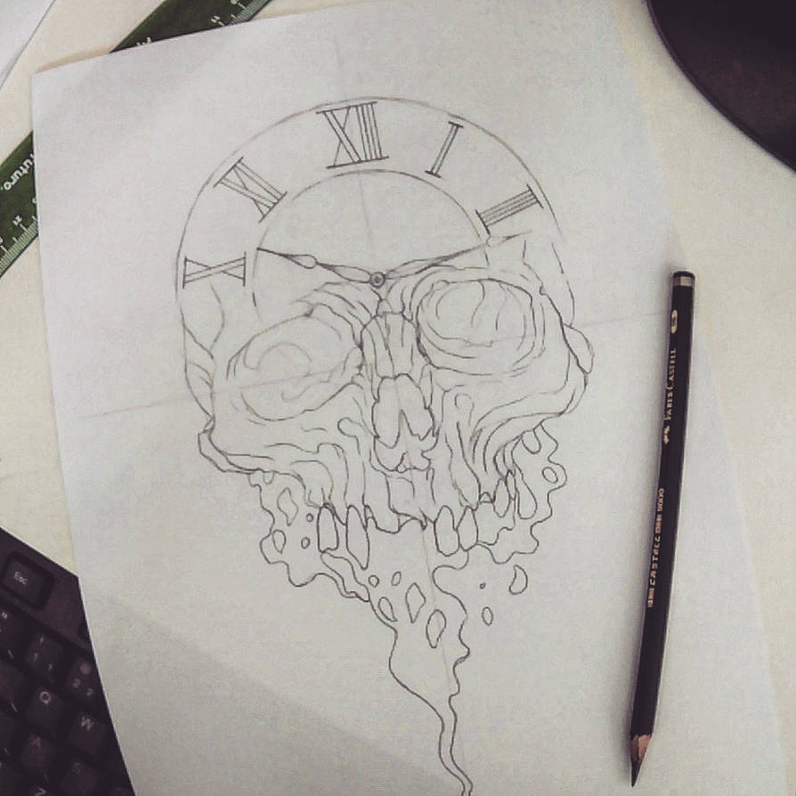 Skull Clock Drawing at Explore collection of Skull