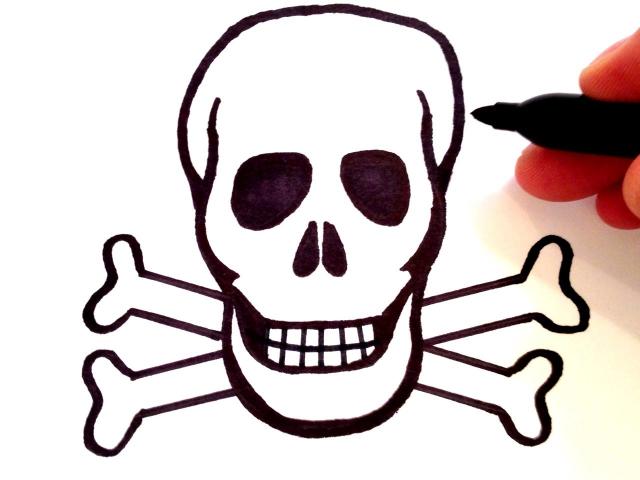 640x480 Drawn Skull Free Clip Art Stock Illustrations - Skull Crossbones Drawing
