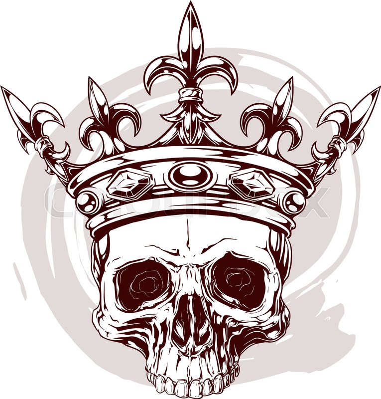 765x800 Graphic Color Human Skull With Royal Stock Vector Colourbox - Skull Crown Drawing