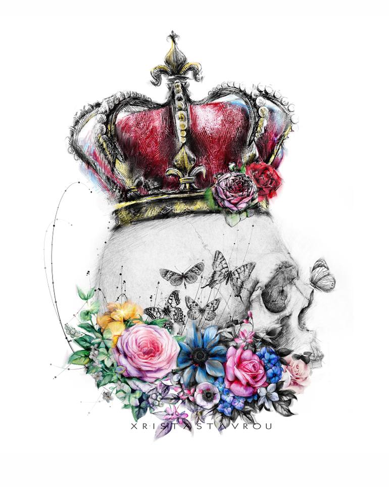 770x963 Skull Queen Drawing - Skull Crown Drawing