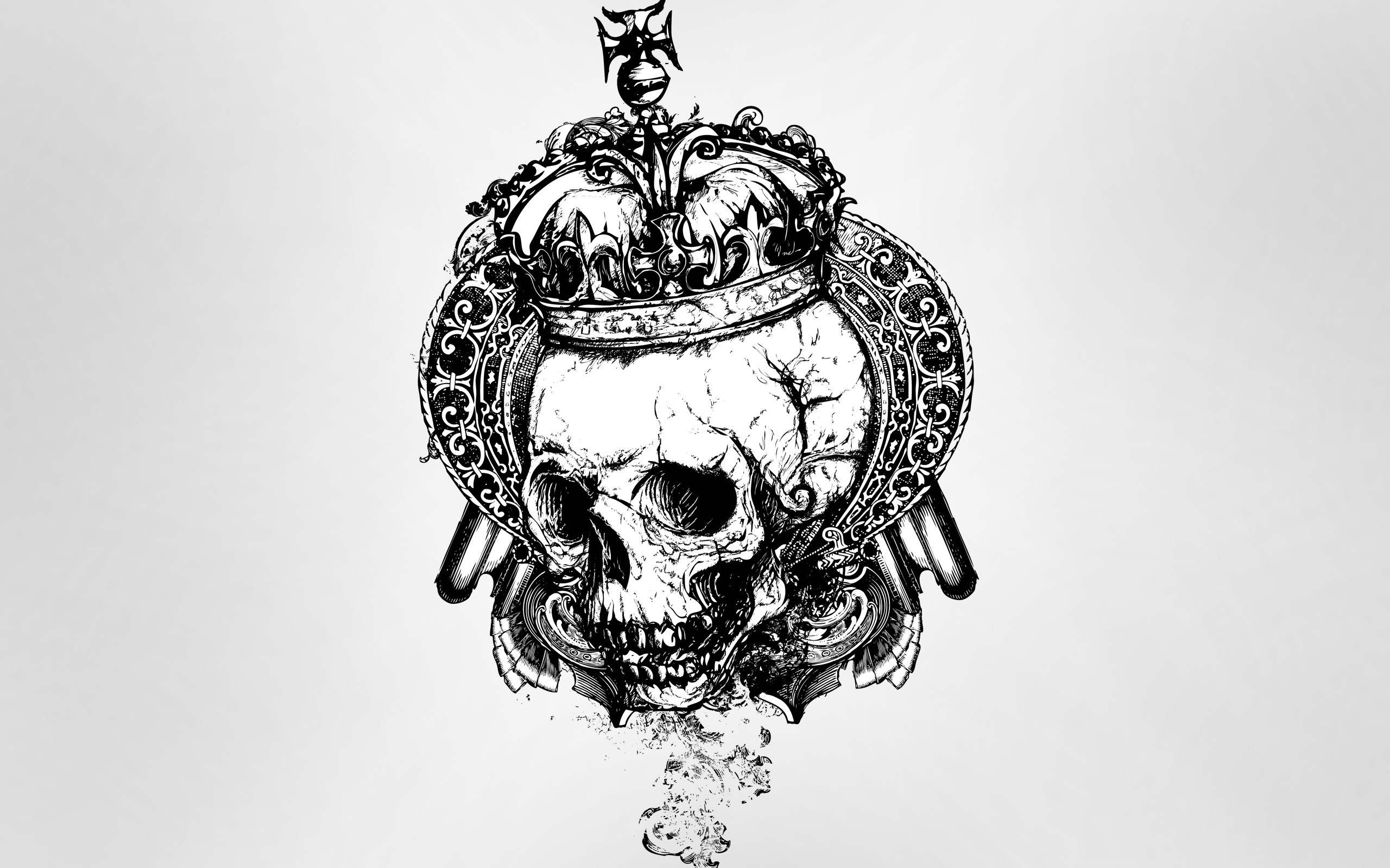 2560x1600 Wallpaper Drawing, Illustration, Cartoon, Skull, Crown, Vector - Skull Crown Drawing
