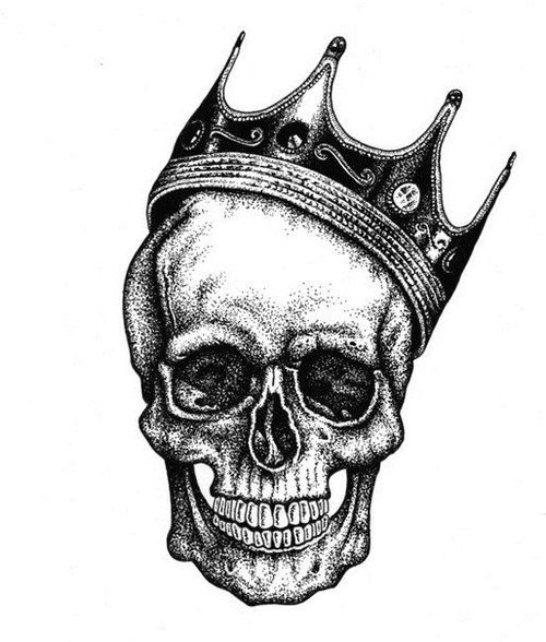 500x588 Don't Fail Me Now On We Heart It - Skull Crown Drawing. 