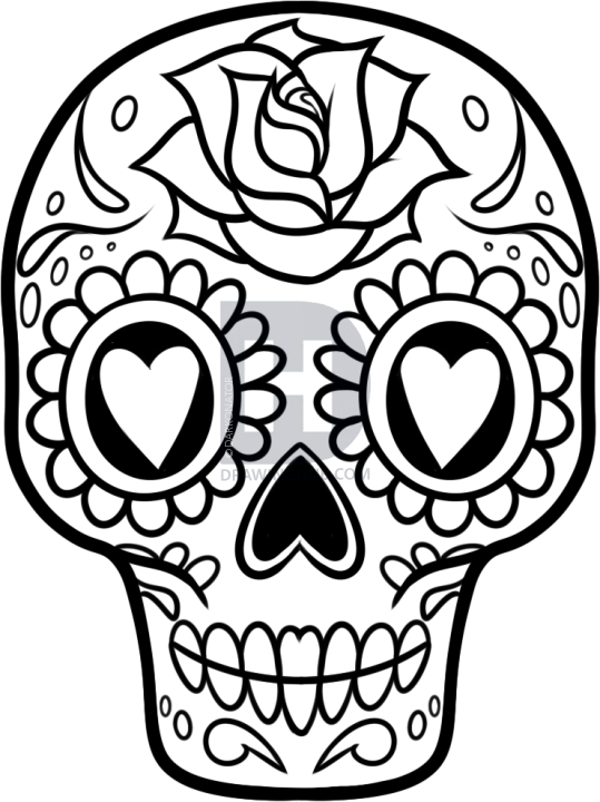 539x720 How To Draw A Sugar Skull Easy, Step - Skull Design Drawing