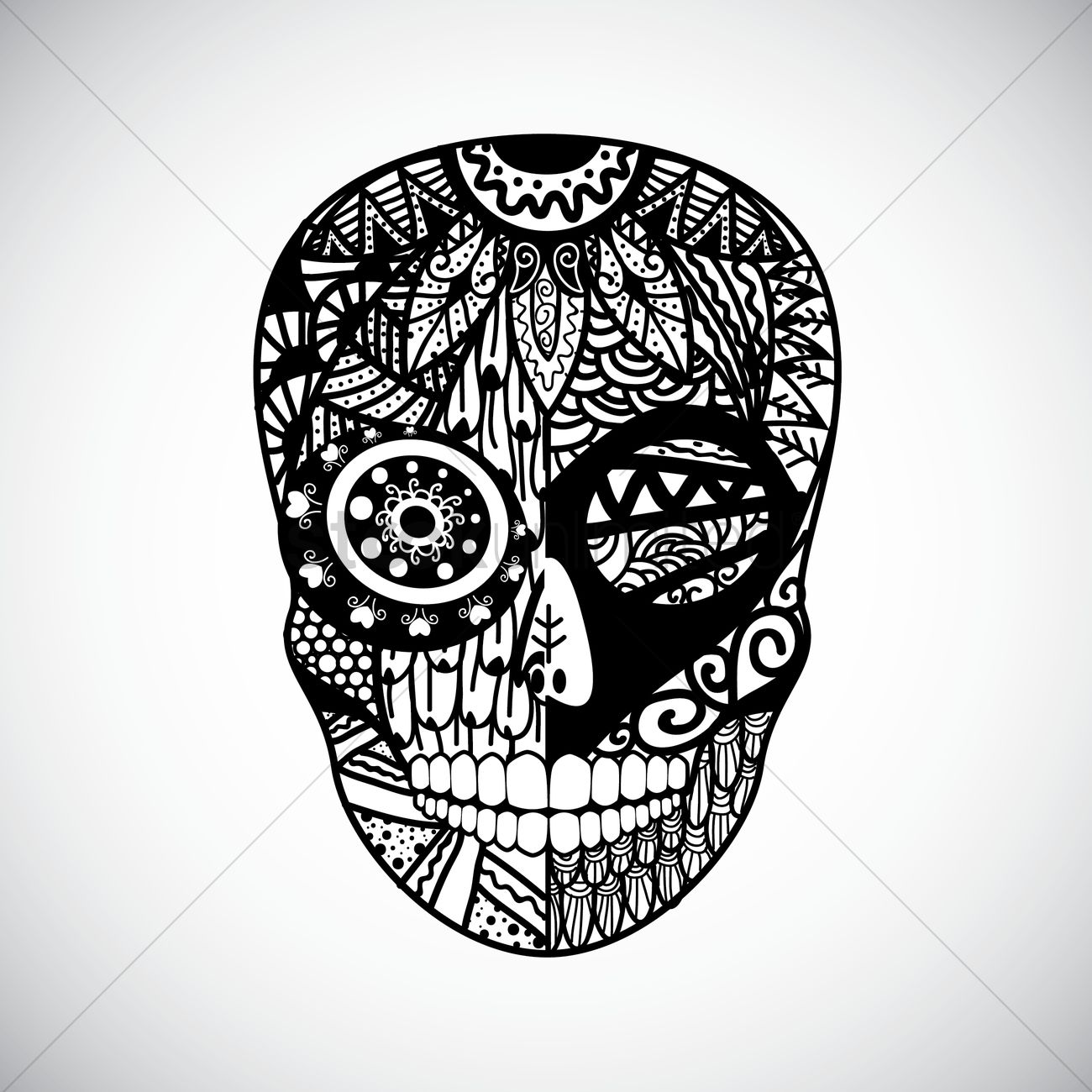 1300x1300 intricate skull design vector image - Skull Design Drawing