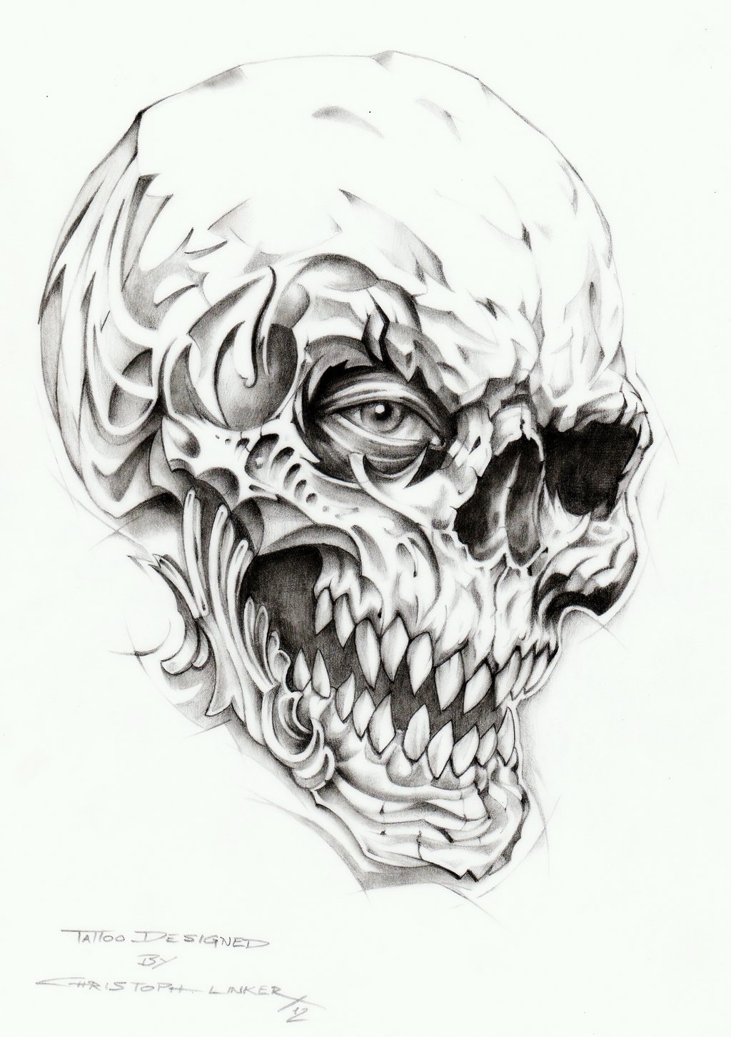 1024x1452 Quality Grey Ink Skull Tattoo Design - Skull Design Drawing