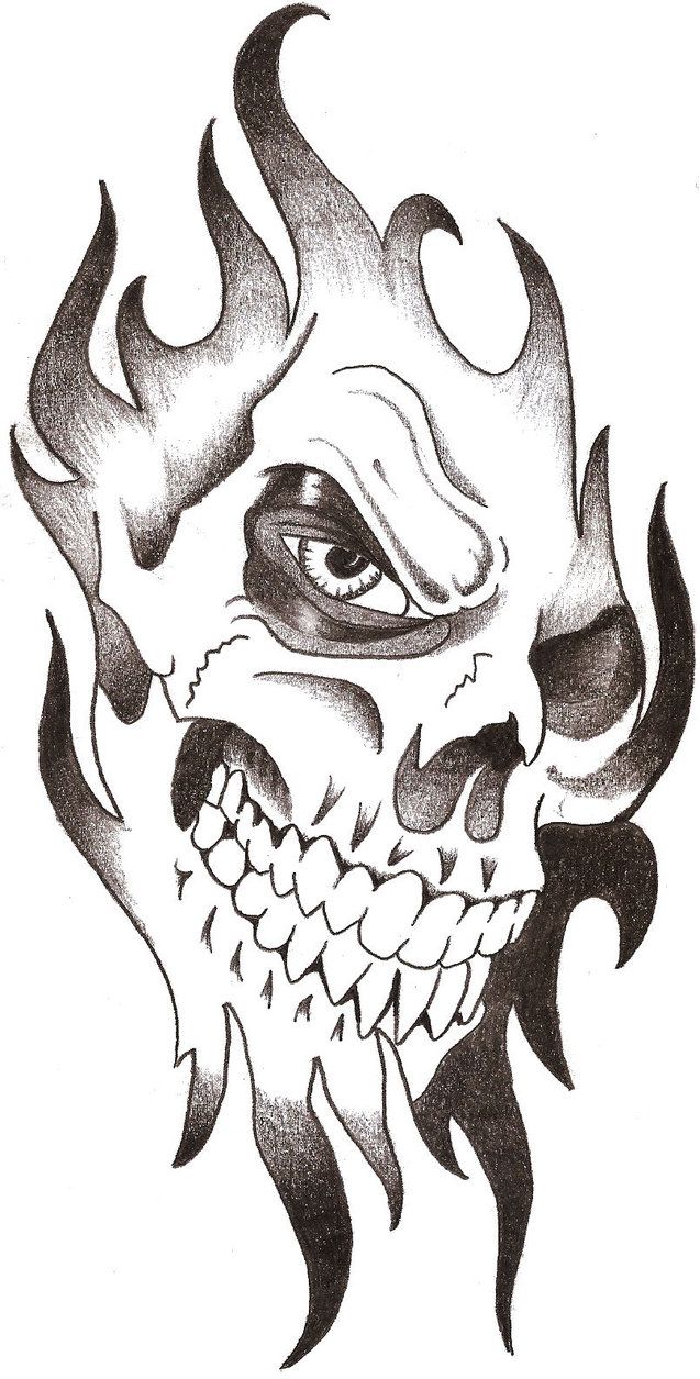 637x1255 Skull Tribal - Skull Design Drawing