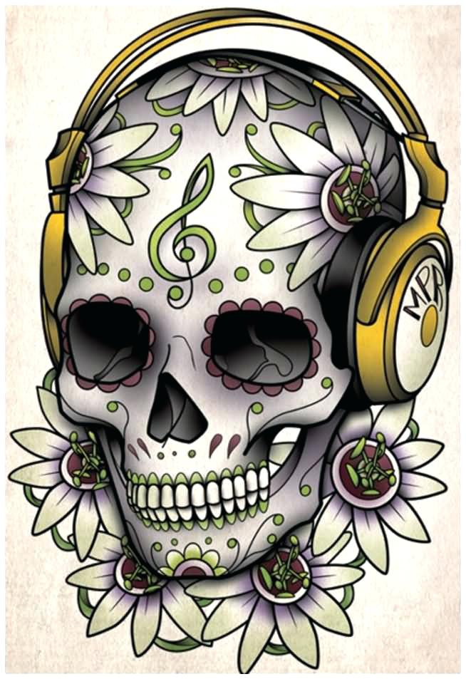 654x953 Sugar Skull Tattoo Drawing At Free For Personal Skulls Design - Skull Design Drawing