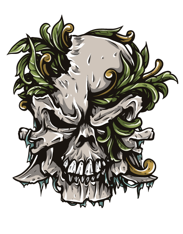 600x764 Vector Skull Speed Drawing Tutorial Freebie - Skull Design Drawing