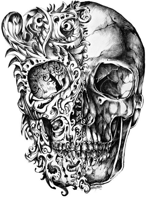 500x655 Cool Skull Tattoo Design Drawing Png On Ink Tattoos, Skull - Skull Design Drawing
