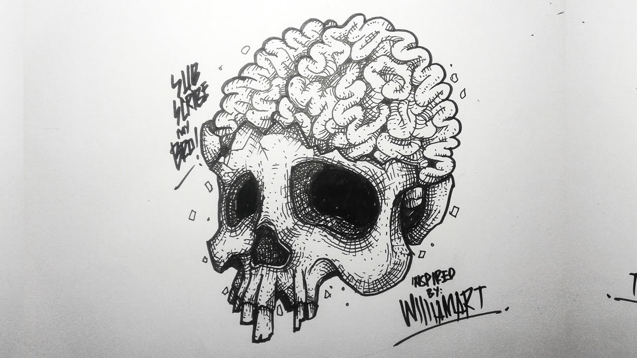 1280x720 Draw - Skull Drawing