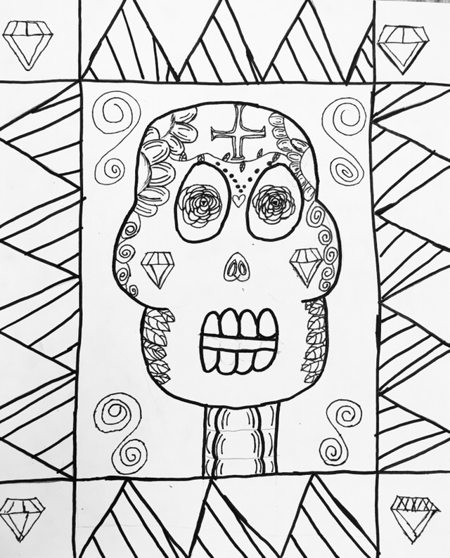 640x794 Grade Sugar Skull Drawings Wow Art Project - Skull Drawing Art