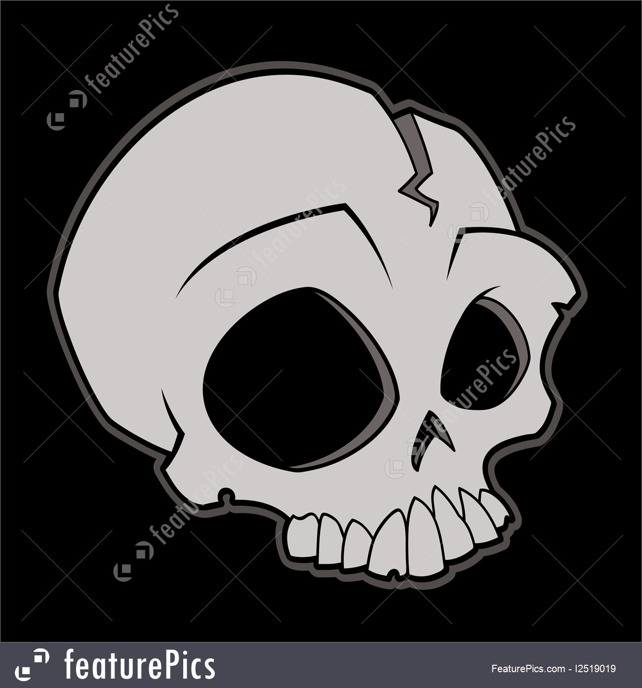1300x1392 Halloween Cartoon Skull - Skull Drawing Cartoon