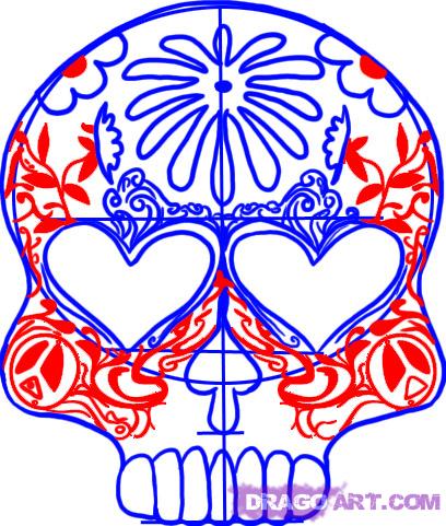 408x481 Step How To Draw A Sugar Skull Design - Skull Drawing Designs