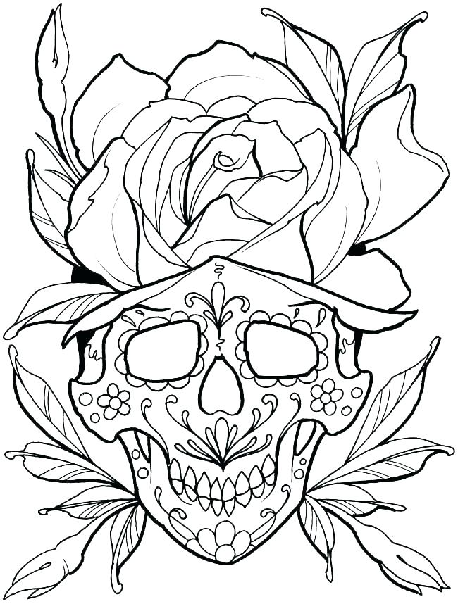 650x858 Template Design Powerpoint Tattoo Coloring Pages To Print - Skull Drawing Designs