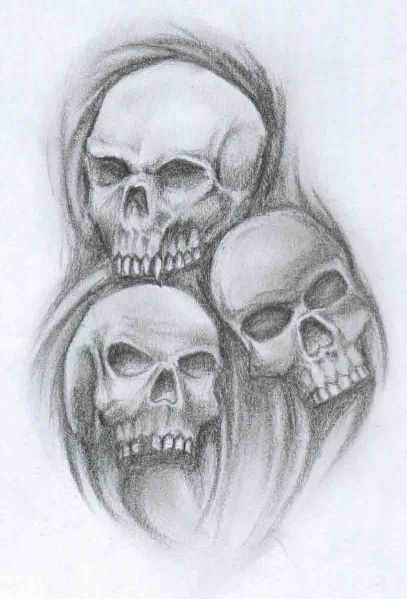 813x1196 Unique Grey Skull Tattoos Designs - Skull Drawing Designs