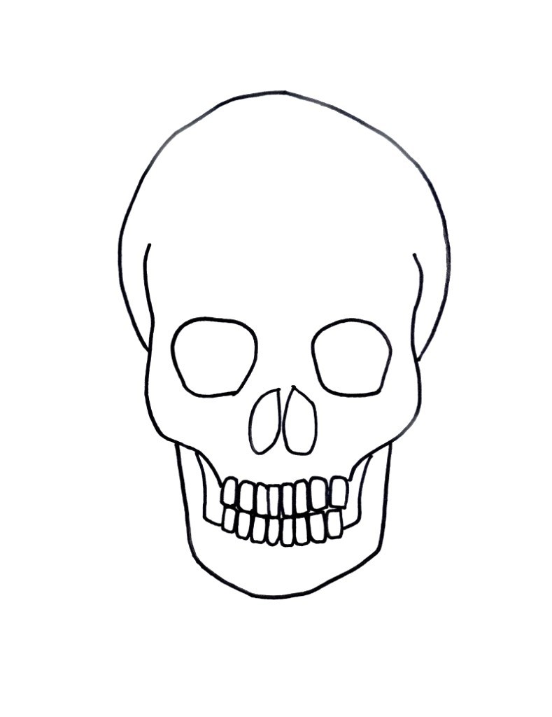 789x1024 Clipart Skull Drawings Easy With Flames - Skull Drawing Easy