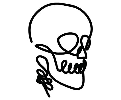 425x350 One Line Skull Drawing Vinyl Decal - Skull Drawing Images