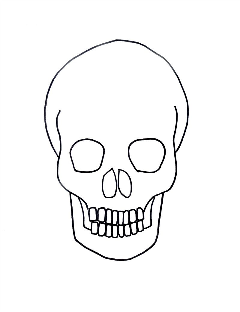 800x1037 gold on black skull drawing for halloween craftwhack - Skull Drawing Pics
