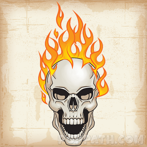512x512 how to draw a flaming skull pop path - Skull Drawing Pics