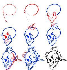 236x244 How To Draw A Skull Step - Skull Drawing Step By Step