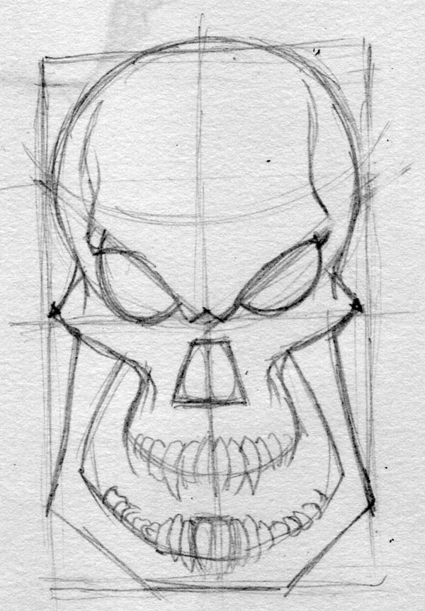 600x862 Evil Skull Drawing - Skull Drawing Step By Step