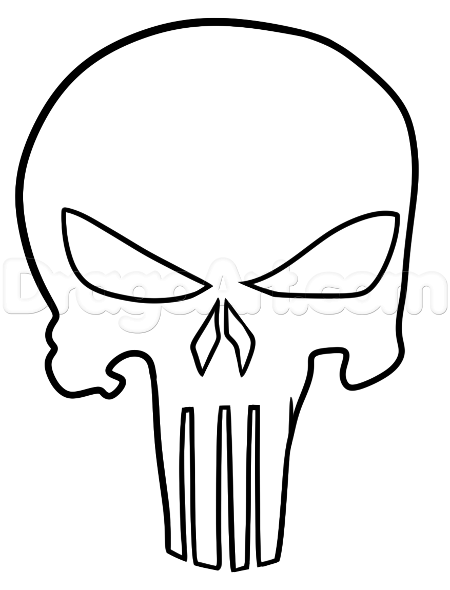 877x1148 Punisher Tattoo Drawing Tutorial, Step - Skull Drawing Tutorial