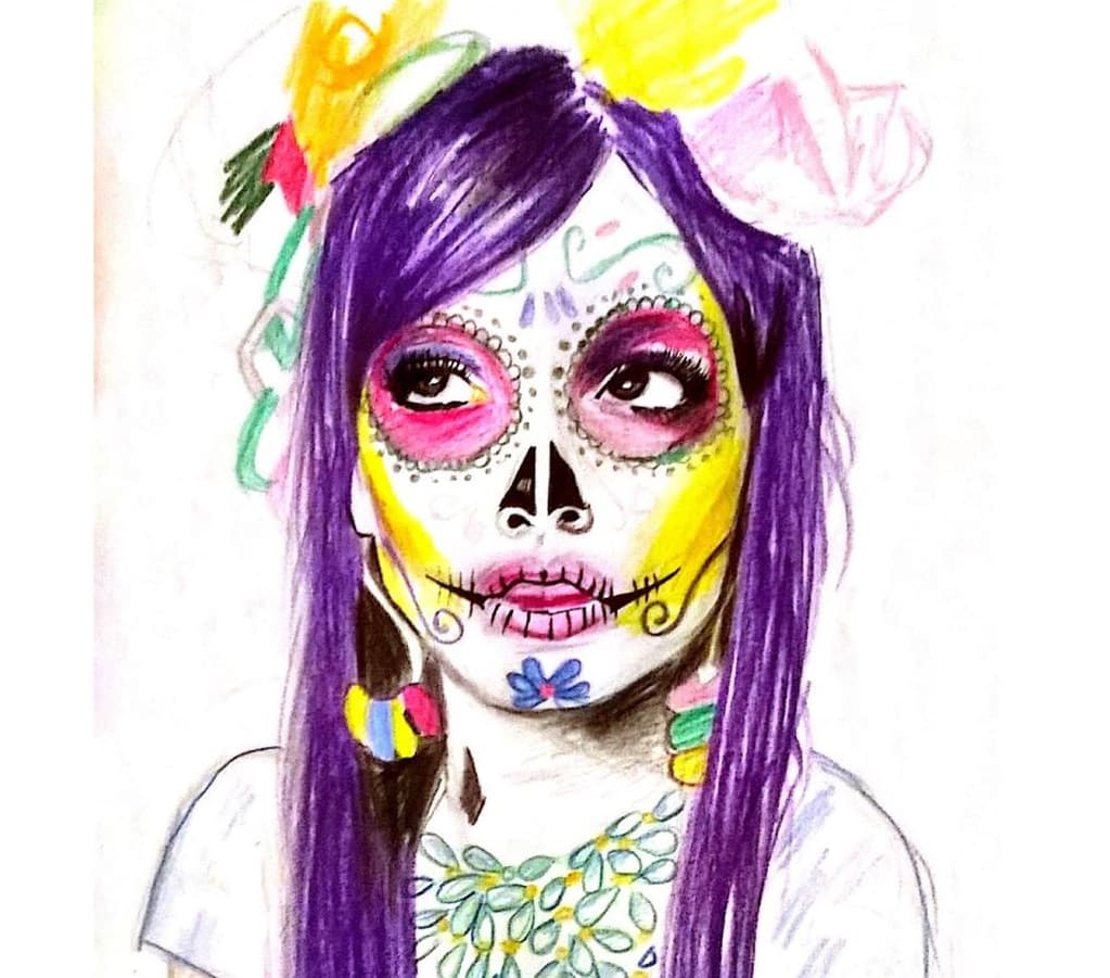 1023x901 Create A Sugar Skull Face Drawing - Skull Face Drawing
