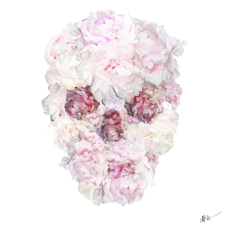 770x770 peonies skull flower drawing - Skull Flower Drawing